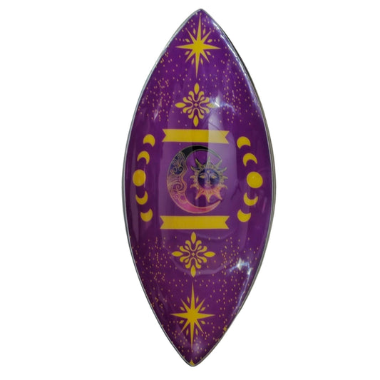 Cuenco de incienso esmaltado - aluminio - Fases del Sol y de la Luna en púrpura