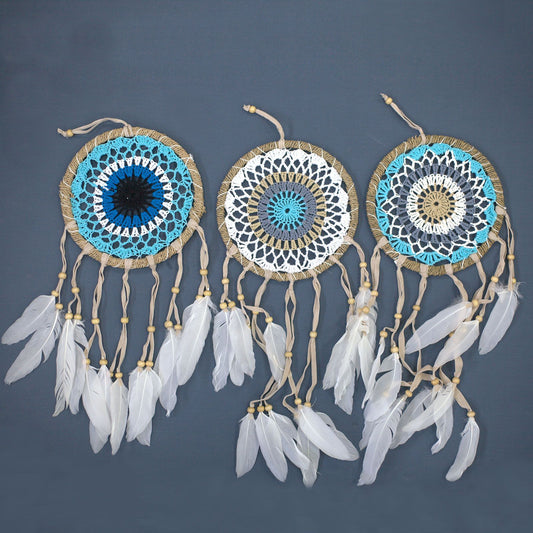 Attrape-rêves - Macramé bleu 16cm (Couleurs assorties)