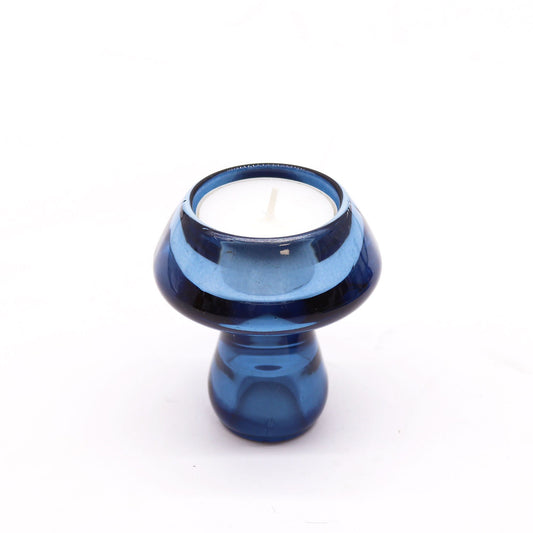 Portavelas reversible con diseño de seta para cena / vela de té - Azul real