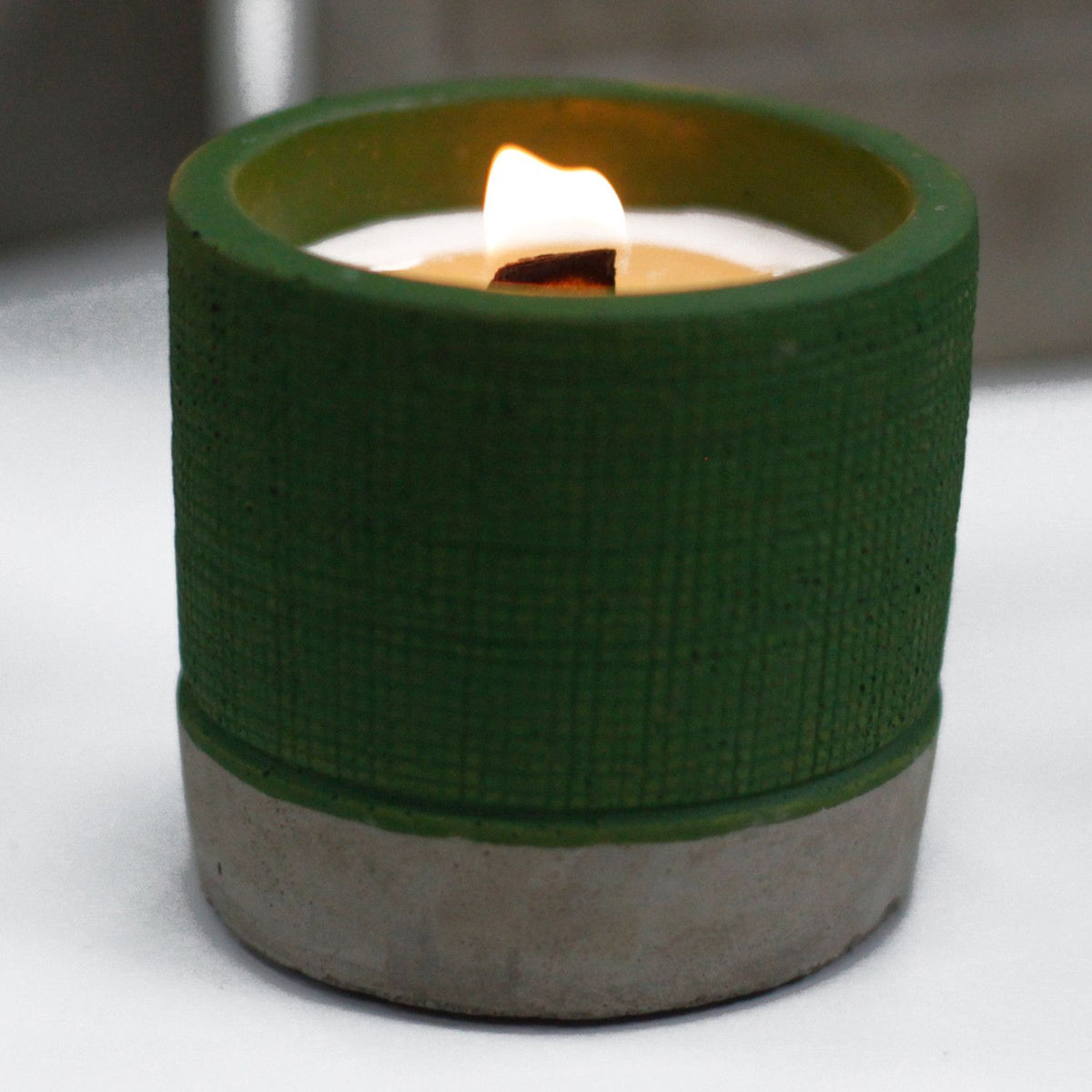 Olla - Verde - Musgo de Mar y Hierbas - Velas de madera de hormigón