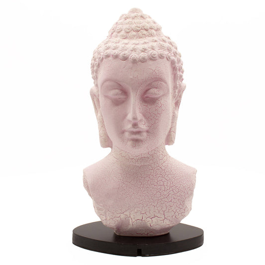 Cracked cherry Buddha bust lamp - oval base
