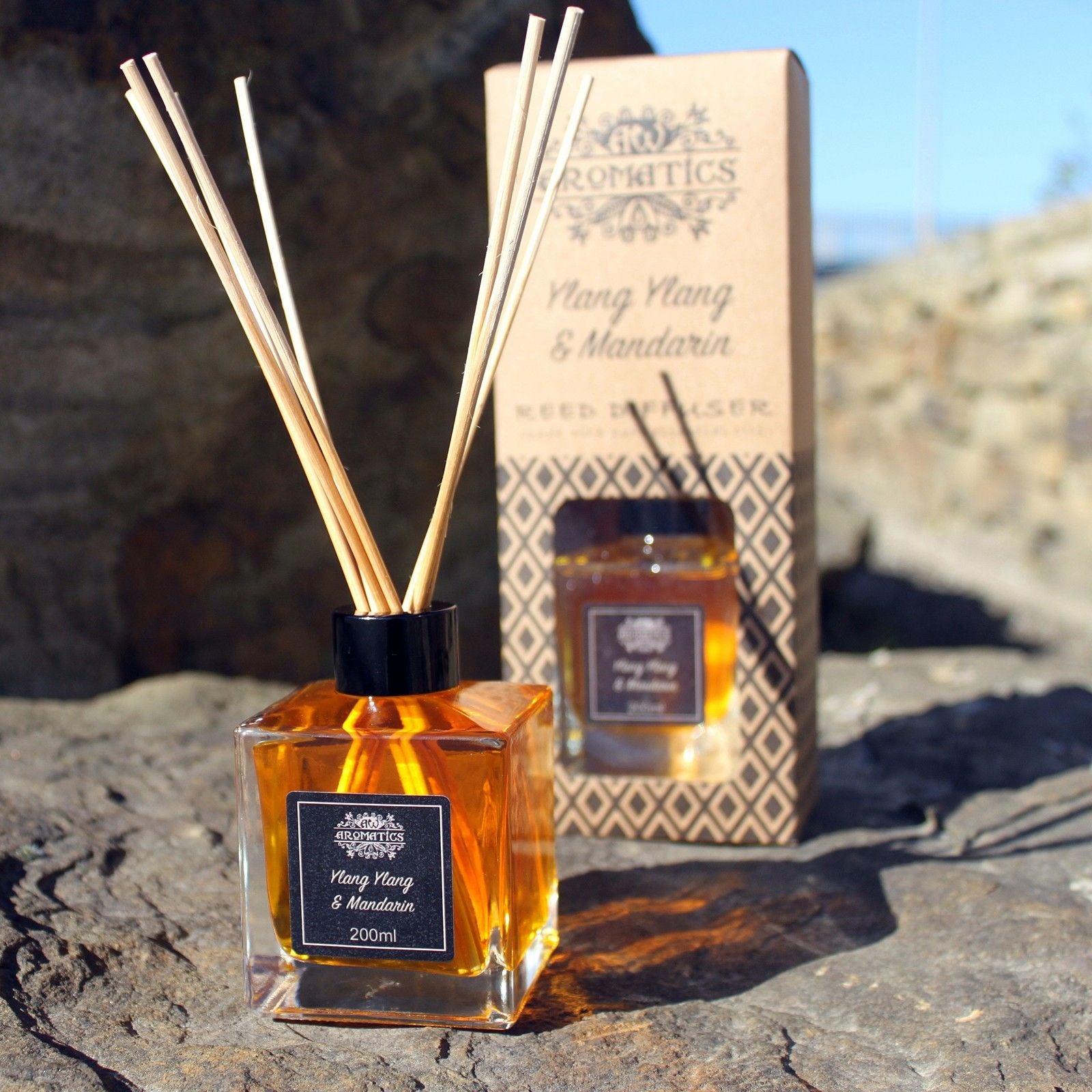 Difusor de Varillas con Aceites Esenciales - Menta y incienso - Difusor de Caña de Aceites Esenciales