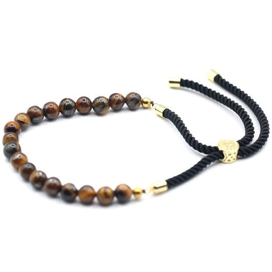 Black thread bracelet with Tiger's Eye