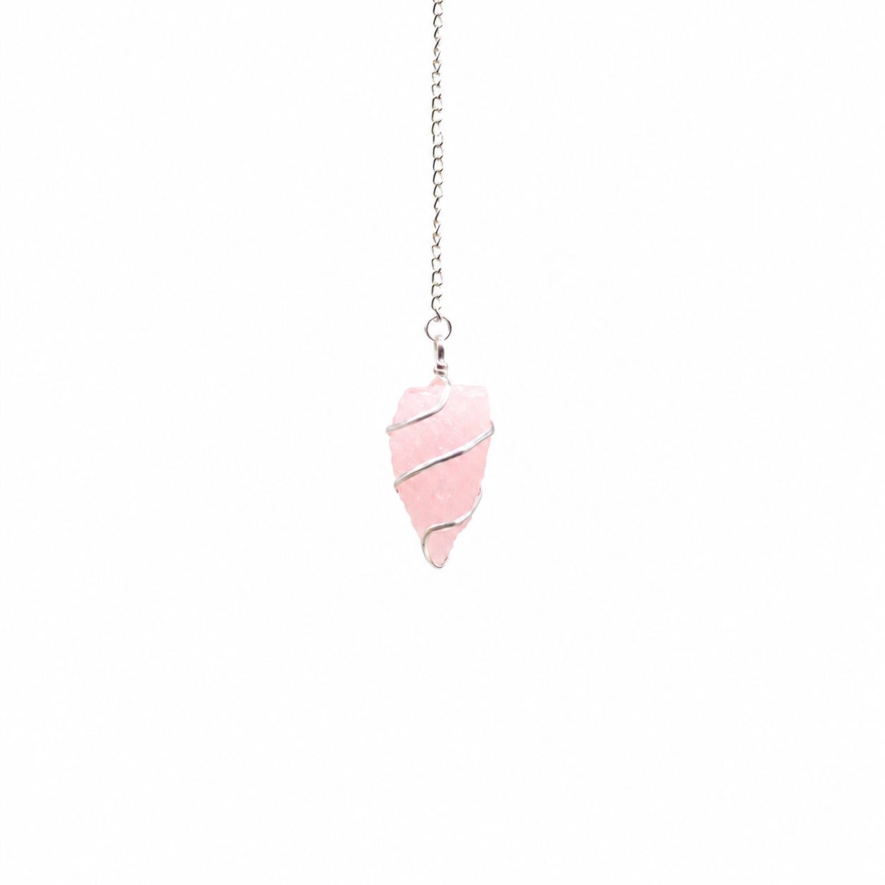 Raw Gemstone Pendulum - Rose Quartz - Péndulos Especiales Mágicos