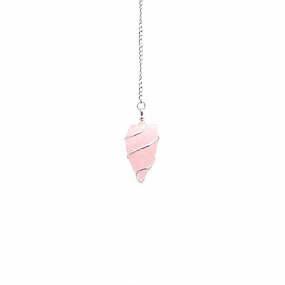 Raw Gemstone Pendulum - Rose Quartz - Péndulos Especiales Mágicos