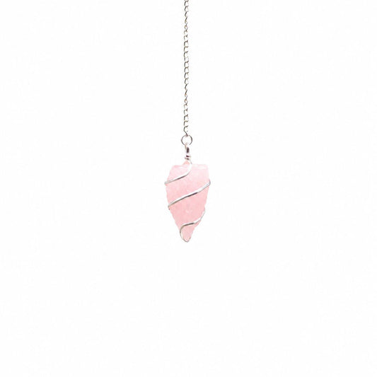Raw Gemstone Pendulum - Rose Quartz - Péndulos Especiales Mágicos