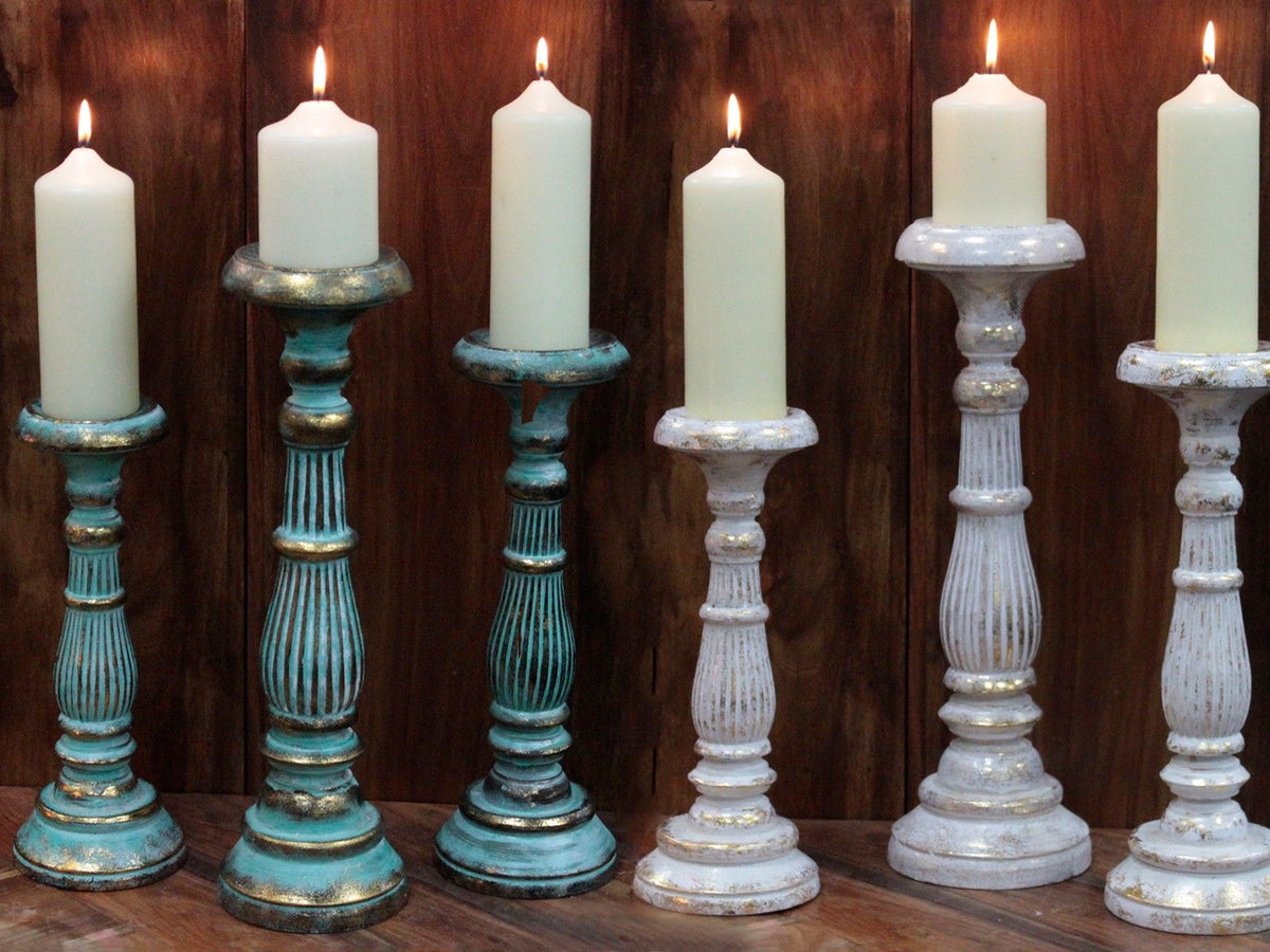 Soporte de vela mediano - oro blanco - Soportes de Velas Vintage