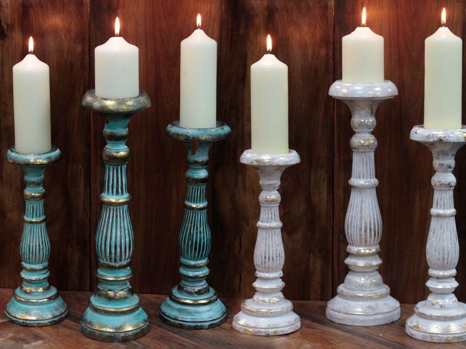Soporte de vela mediano - oro blanco - Soportes de Velas Vintage