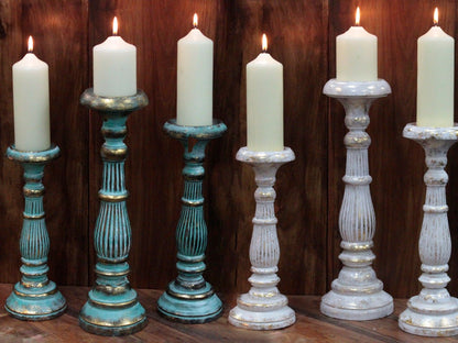 Soporte de vela grande - Turquois Gold
