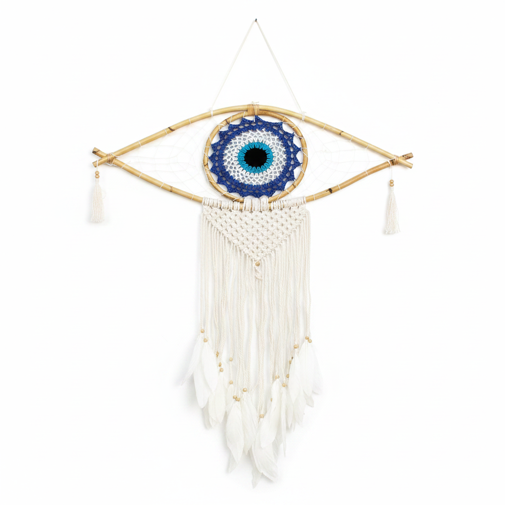 Atrapasueños - Lrg Macramé Mal de Ojo Azul / Blanco / Negro | Atrapasueños | El Bazar de Tizar