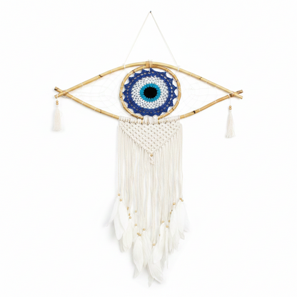 Atrapasueños - Lrg Macramé Mal de Ojo Azul / Blanco / Negro | Atrapasueños | El Bazar de Tizar