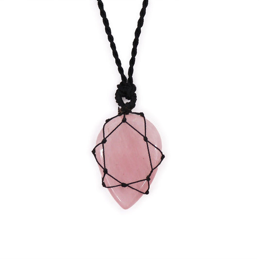 Intertwined Gemstone Teardrop Pendant - Rose Quartz