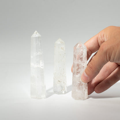 Punta de obelisco de seis caras de piedra preciosa aprox. 11 cm - Cuarzo claro - Puntas del Obelisco de Piedras Preciosas