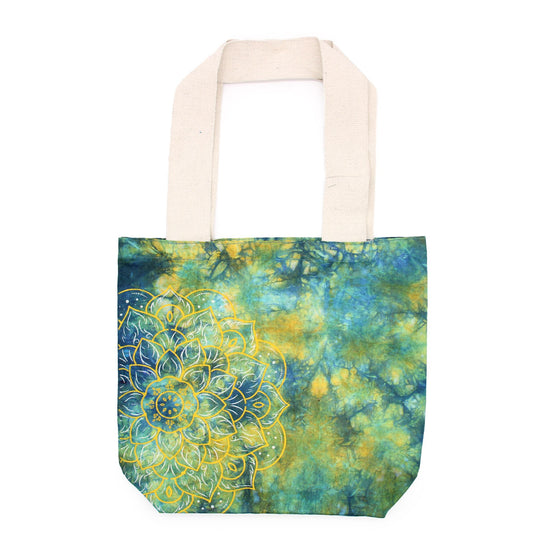Bolsas de Algodón "Tie Dye" (170g) - 38x42x12cm -  Mandala - Verde y Azul - Asa Natural - imagen 2 - El Bazar de Tizar