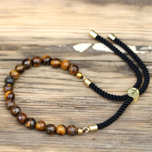 Black thread bracelet with Tiger's Eye