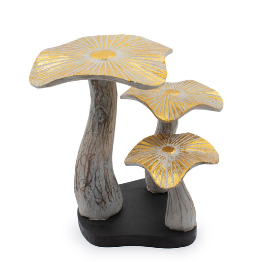 Medium golden mushroom art - 25cm - bleached