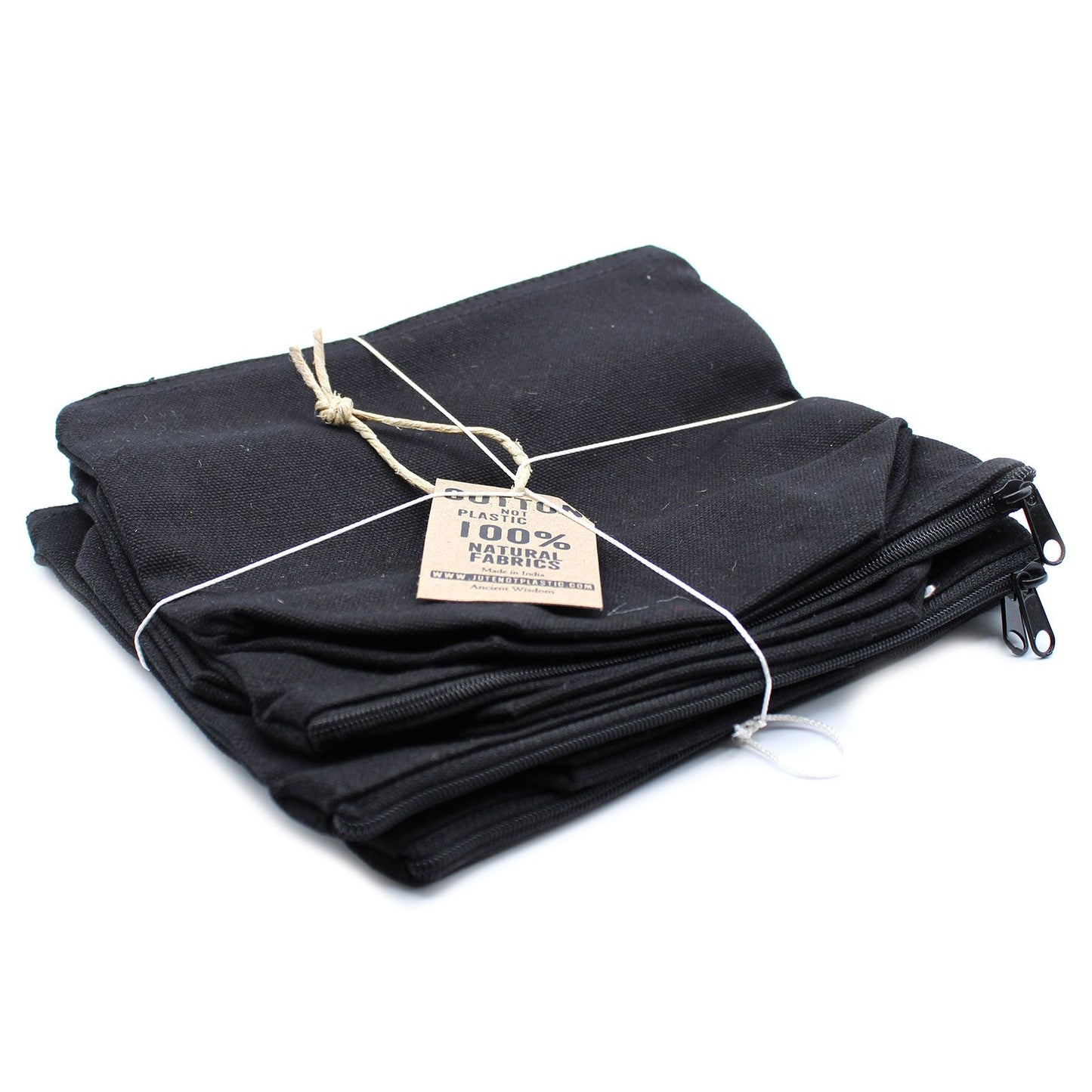 Neceser de algodón negro 10 oz - bolso mediano