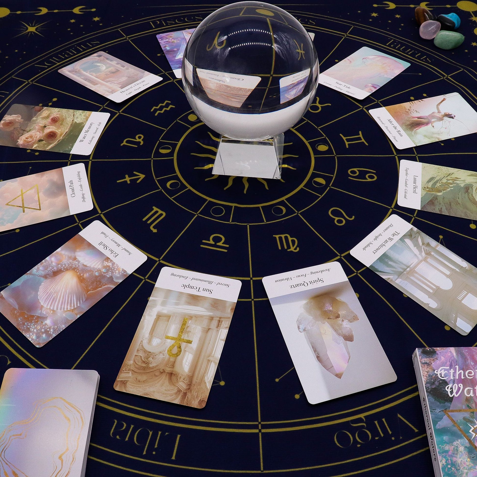 Paño para lectura de Tarot - Zodiaco - Cartas del Tarot y paños de lectura