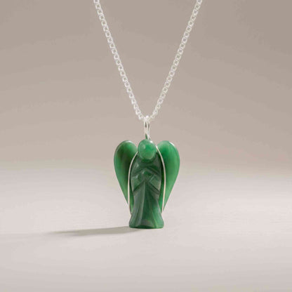 Colgante de ángel guardián de gema - aventurina verde