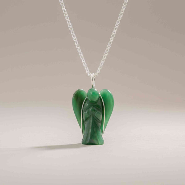 Colgante de ángel guardián de gema - aventurina verde