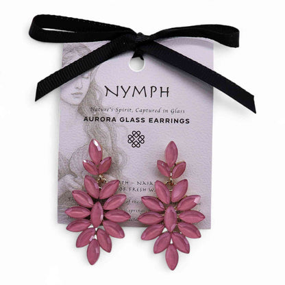 Pendientes de Cristal Vintage - Largo - Cuarzo Rosa