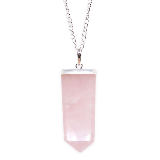 Flat Gemstone Pendant - Rose Quartz
