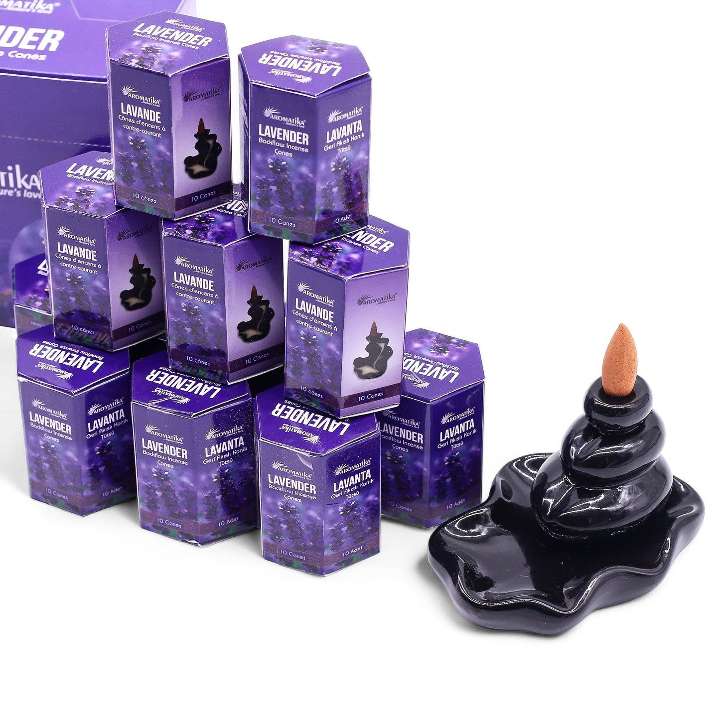 Paquete de 10 incienso Masala Backflow - Lavanda - Incienso Masala Backflow