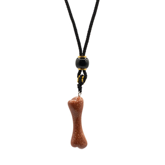 Collier en corde avec pendentif en pierre précieuse - Goldstone osseuse