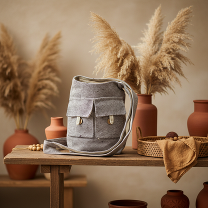 Bolso de Dos Bolsillos Tonos Naturales - Lavanda Suave - Mediano