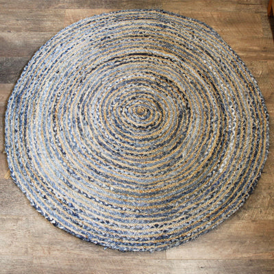 Tapis rond en jute et jean recyclé - 150 cm