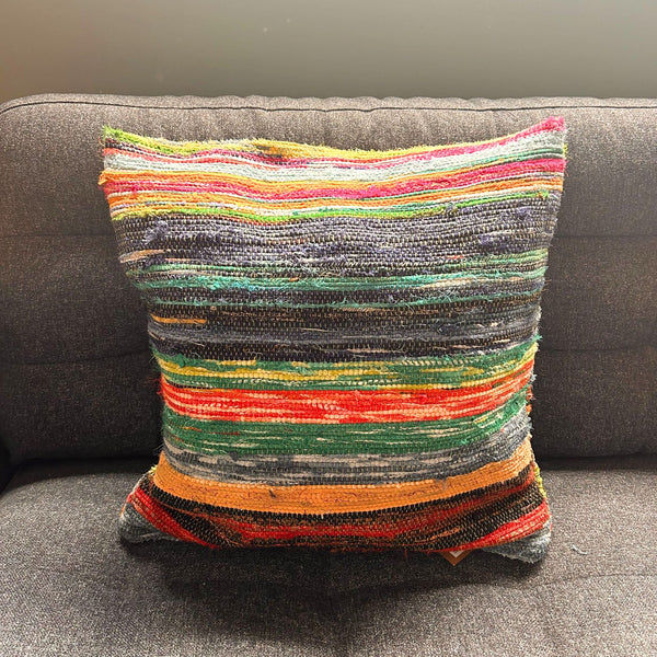 Housse de coussin en tapis recyclé - 40x40cm - Verts