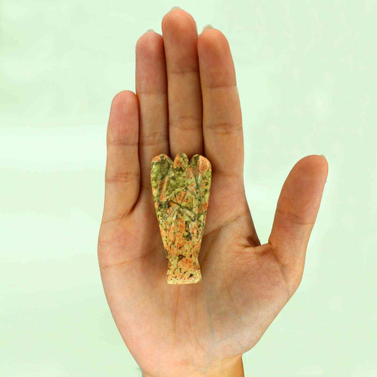 Ángel de piedra preciosa tallada a mano - Unakita - Figuras de Piedras Preciosas