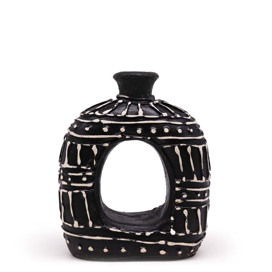 Doughnut-Shaped Oval Vase - Chocolate 18cm
