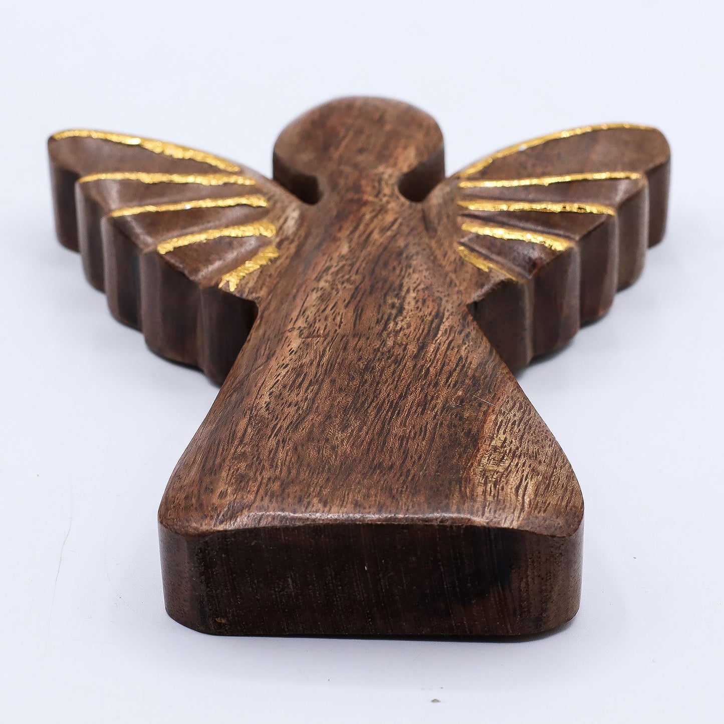 Ángel grande de madera de mango - decoración dorada