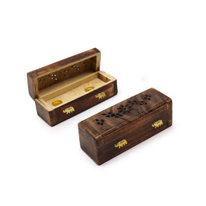 Incense Cone Smoke Box 6" - Mango Wood - Soporte de Incienso