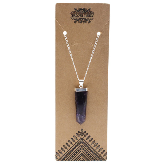 Flat pendant with gemstones - Amethyst