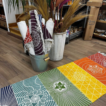 Alfombra de Yoga 100% Algodón - 60x200cm - 7 Chakras