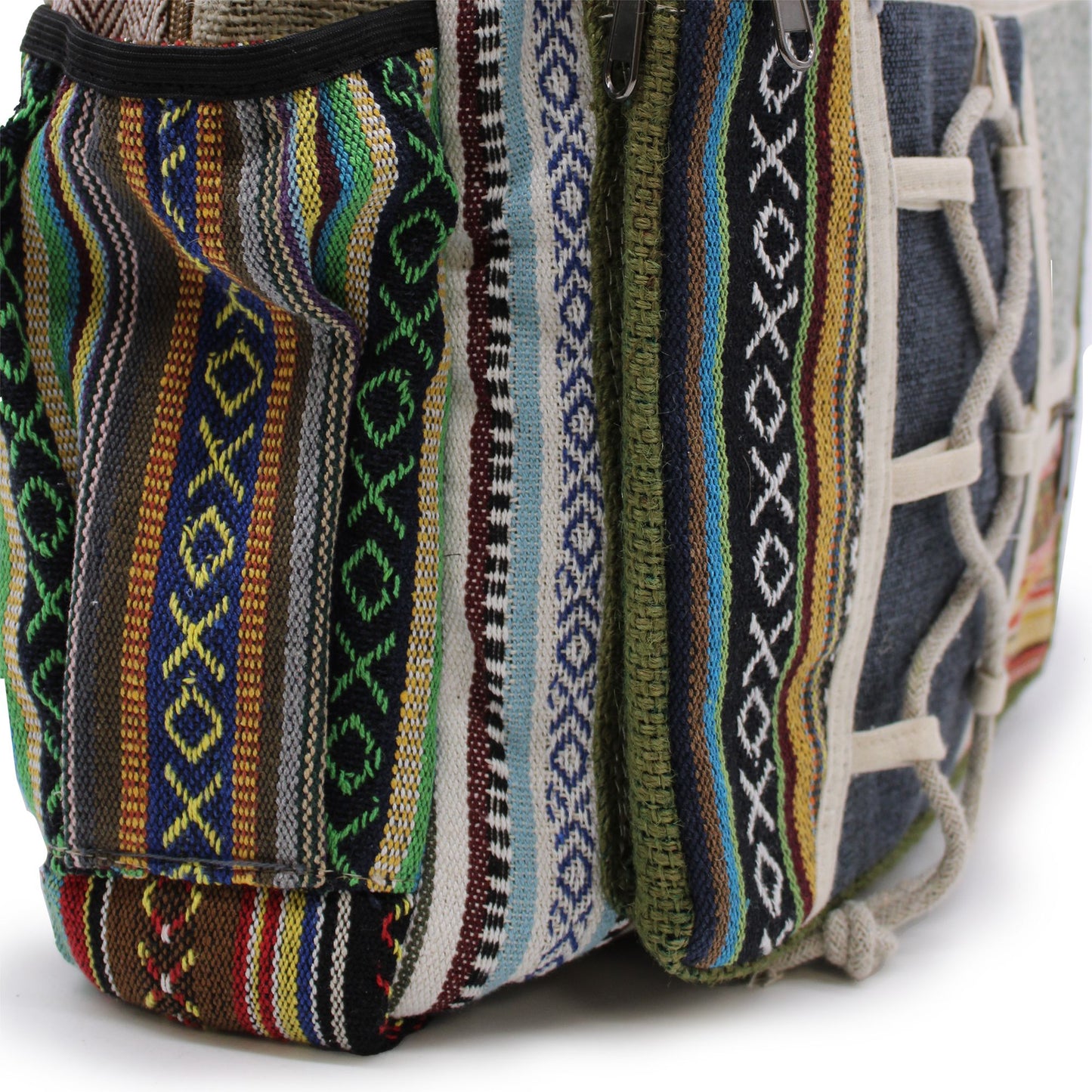 Mochila grande de cáñamo - Estilo cuerda y bolsillos
