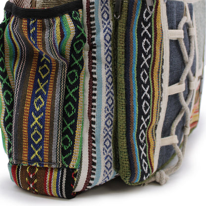 Mochila grande de cáñamo - Estilo cuerda y bolsillos