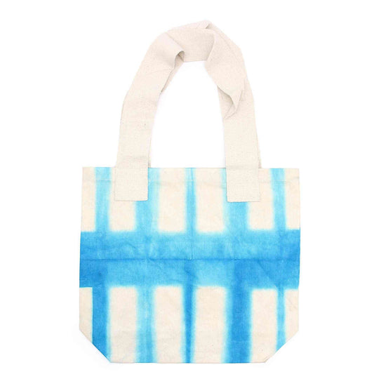 Bolsa de Algodon Natural con Diseño "Tie Dye" (220g)- 38x42x12cm - Rectángulos Celestes - Asa Natural - imagen 3 - El Bazar de Tizar