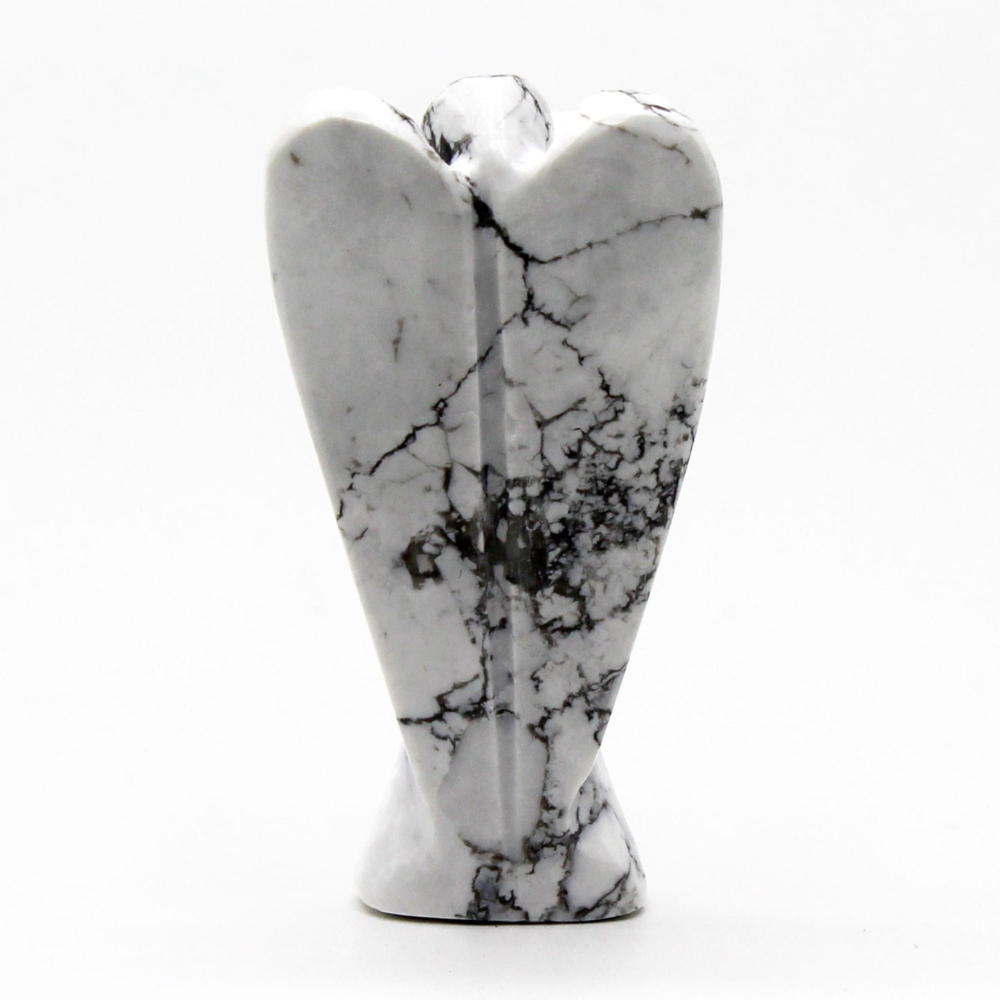 Ángel de piedra preciosa tallada a mano - Howlite blanca - Figuras de Piedras Preciosas