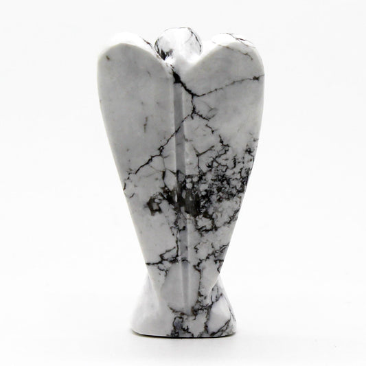 Ángel de piedra preciosa tallada a mano - Howlite blanca - Figuras de Piedras Preciosas