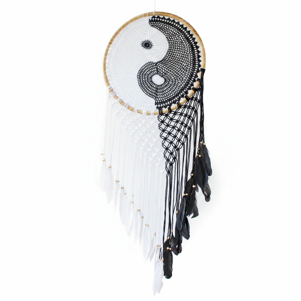 Bali Dreamcatchers - Extra Large Ying Yang D: 50cm - Atrapasueños Bali, artesanal