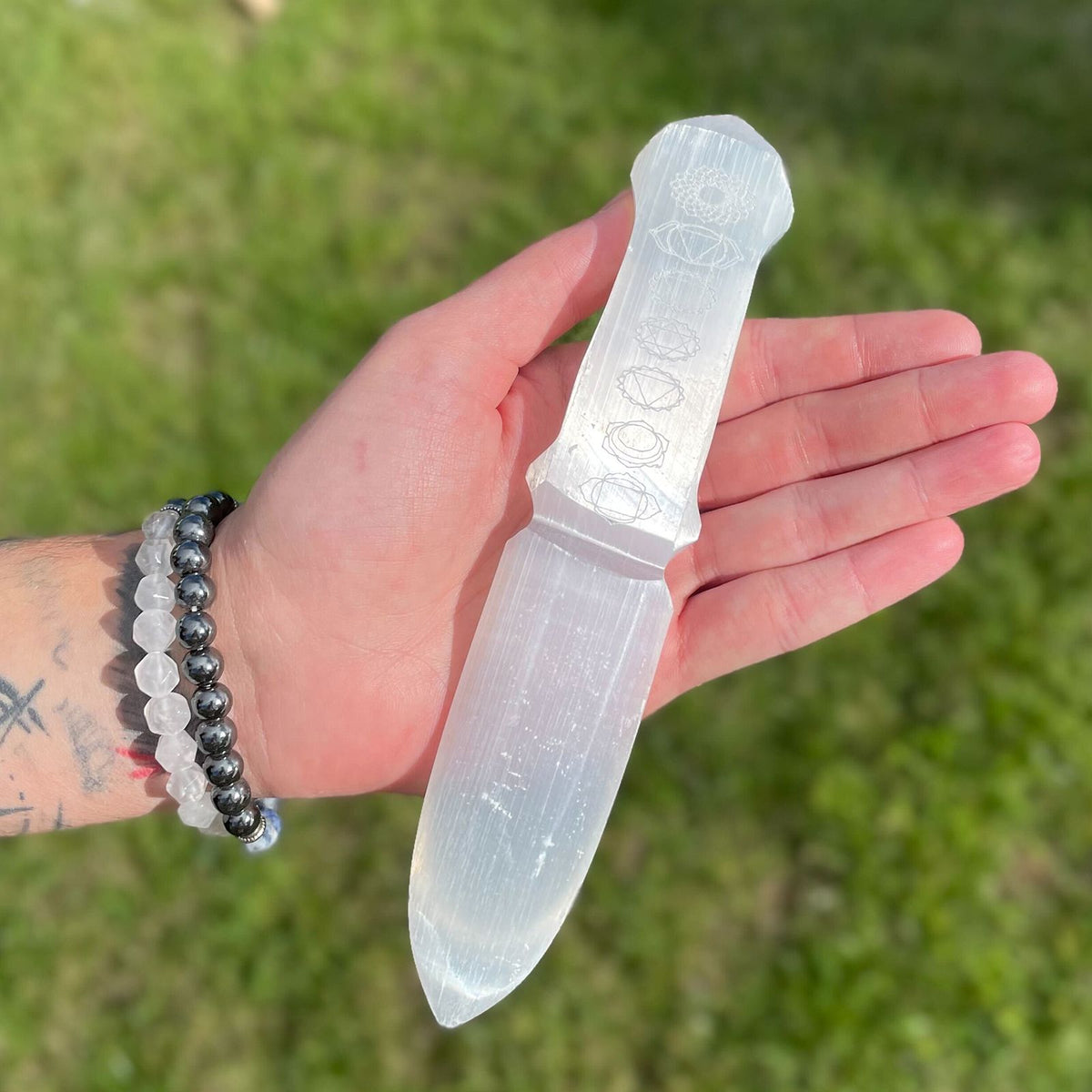 Cuchillo Ritual Selenita - Chakra - Cuchillos Rituales de Selenita