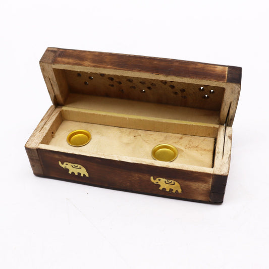 Incense Cone Smoke Box 6" - Mango Wood - Soporte de Incienso