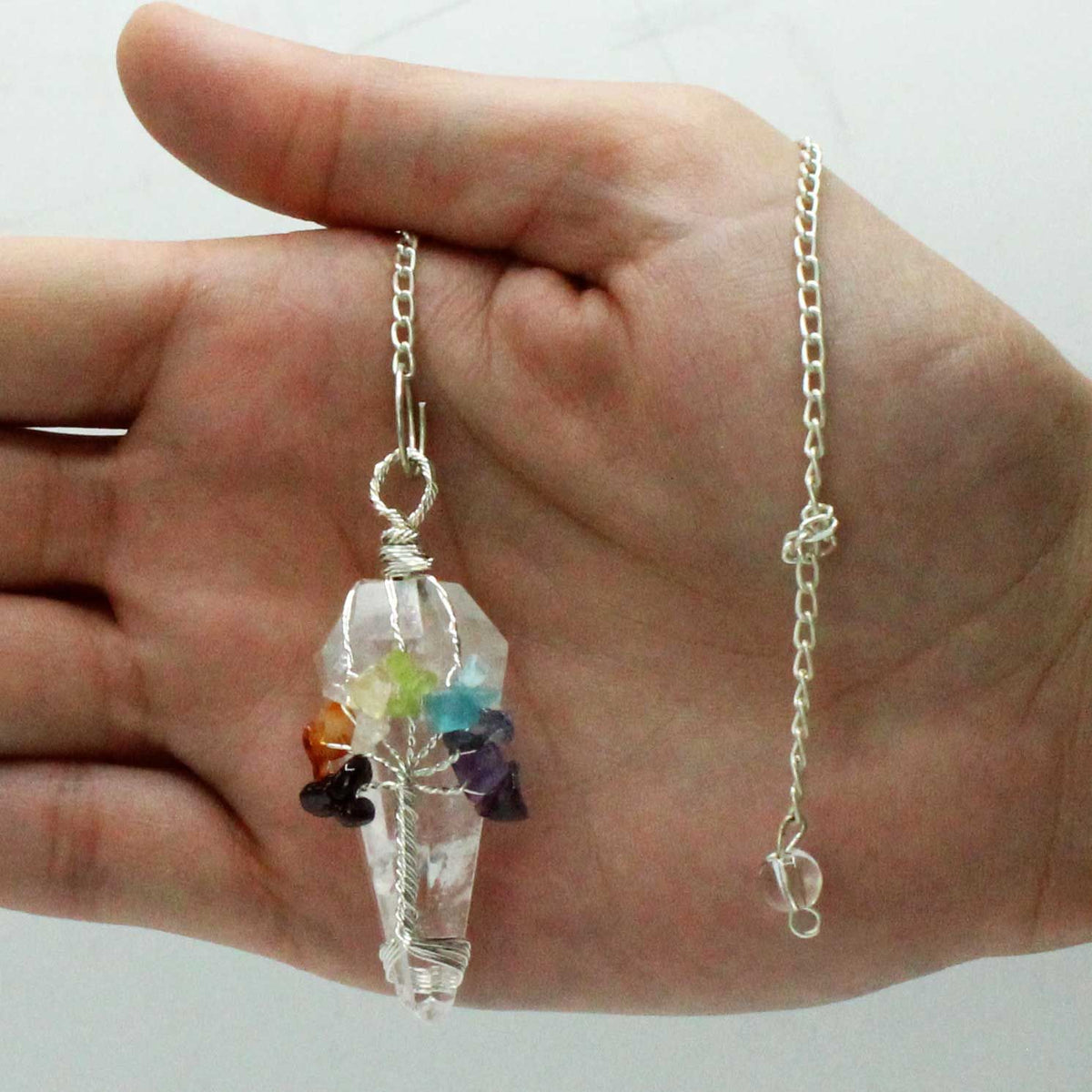 Péndulo Mágico - Siete Chakras - Cuarzo Roca - Péndulos Mágicos de Piedras Preciosas