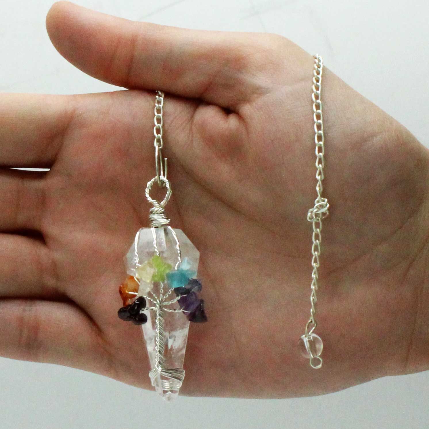 Péndulo Mágico - Siete Chakras - Cuarzo Roca - Péndulos Mágicos de Piedras Preciosas