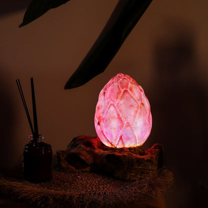 Lámpara de Mesa con Pantalla Flor de Loto Craquelada – Púrpura