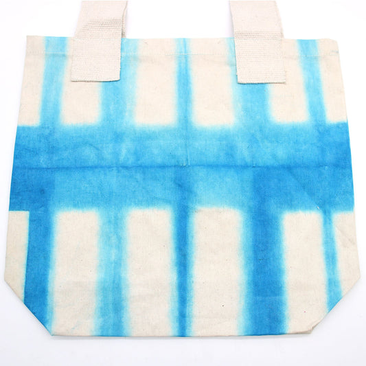 Bolsa de Algodon Natural con Diseño "Tie Dye" (220g)- 38x42x12cm - Rectángulos Celestes - Asa Natural - imagen 4 - El Bazar de Tizar