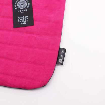 Funda acolchada para laptop - Rosa chocante - Lavado de piedra de 14 oz